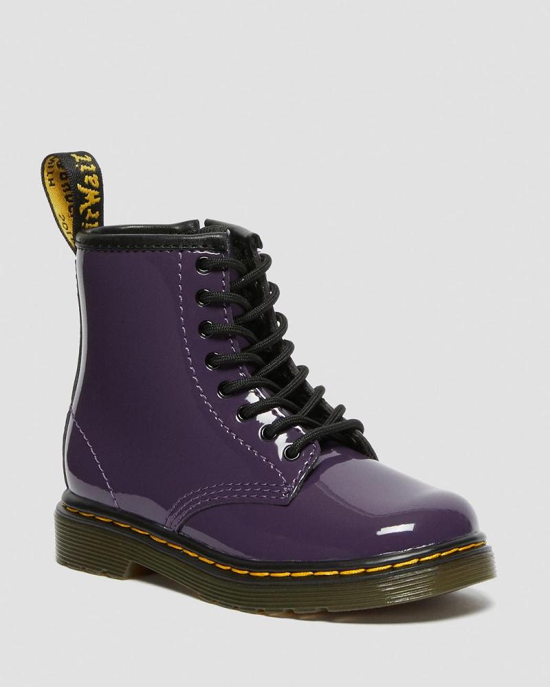 Botas con Cordones Dr Martens Toddler 1460 Charol Cuero Niños Morados | MX 122XYU